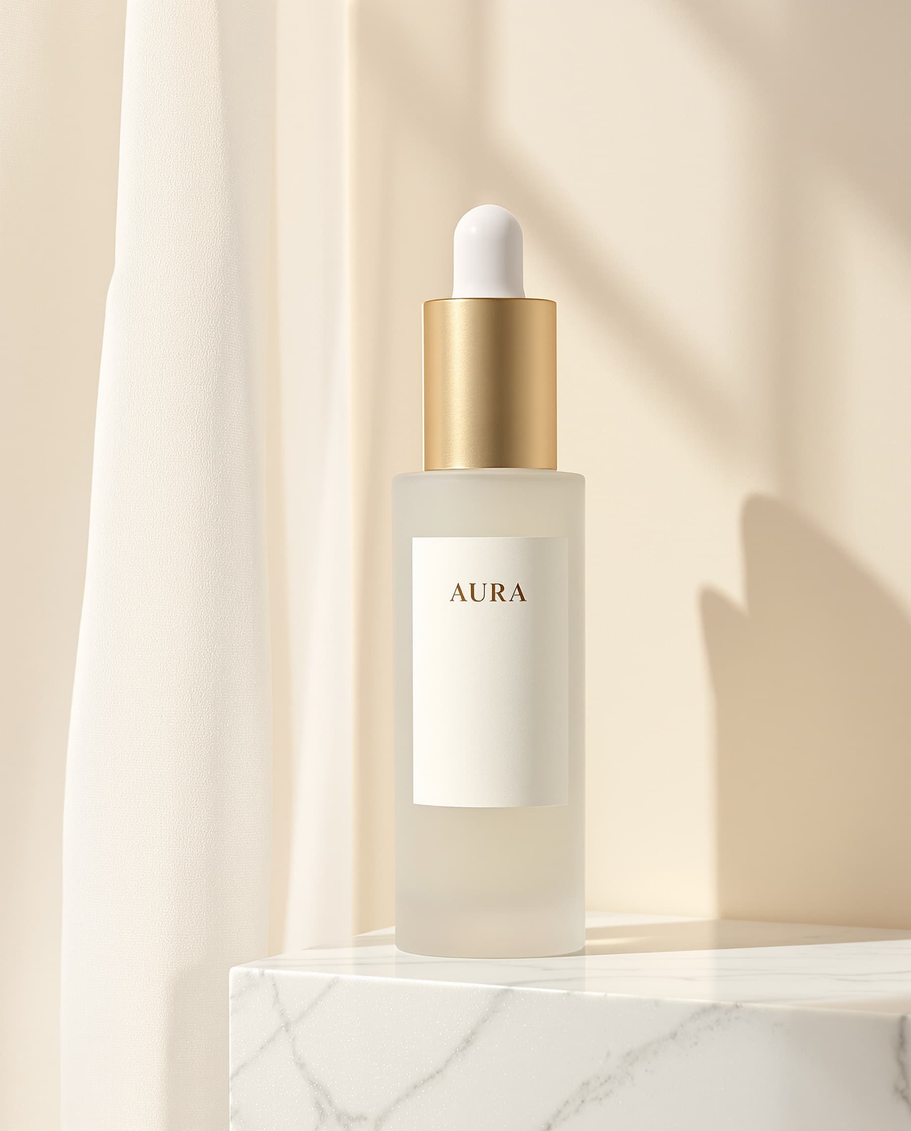 AURA serum on marble surface